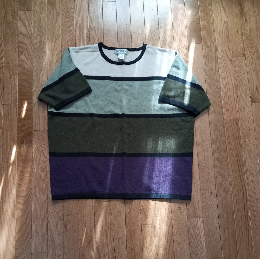 Dress Barn Woman Short Sleeved Color Block Sweater